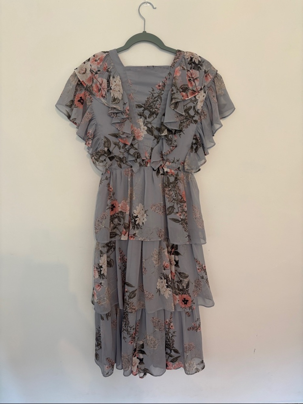 JessaKae Light Gray Midi Dress with Subtle Lavender Tone - Picture 3 of 6